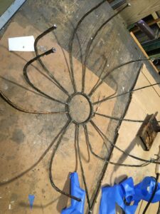 Tiffany style bent slag glass panel repair