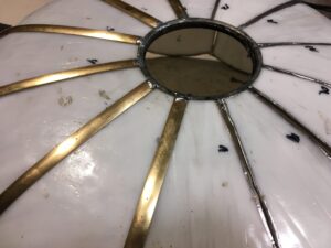 Tiffany style bent slag glass panel repair