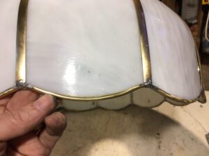 Tiffany style bent slag glass panel repair