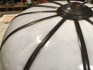 Tiffany style bent slag glass panel repair